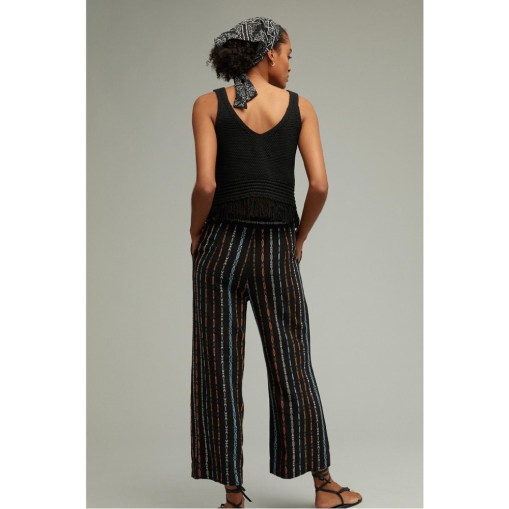 NWT Anthropologie The Dobby Flare Pants Size 4 Boho Cropped Trousers